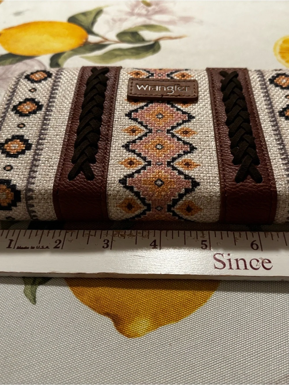 Wrangler Beige and Brown Woven Tribal Wristlet